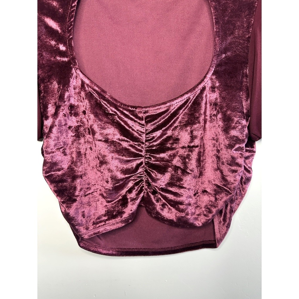 Free People Intimately Velvet Blouse Puff Sleeve Size M Romantic Coquette Whimsy - Picture 6 of 10